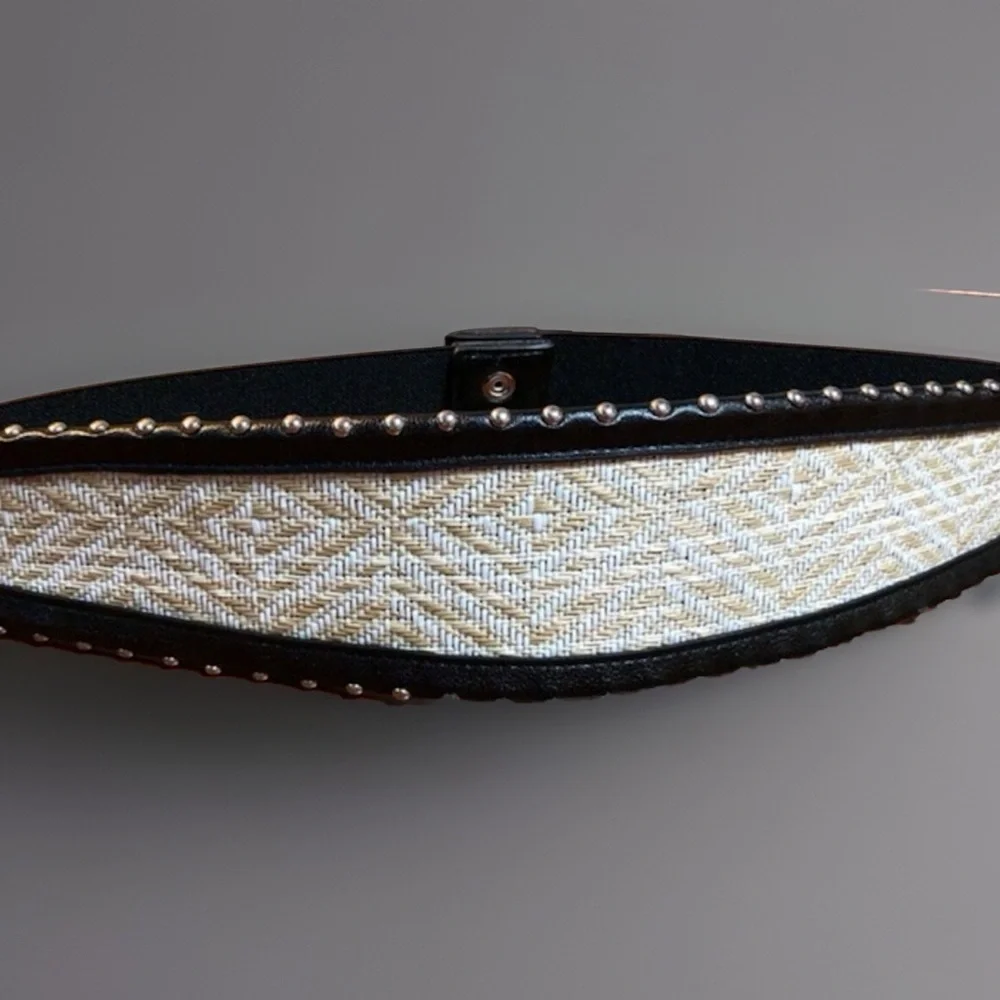 Ivory Woven Black Silver Studded BoHo Hippy Belt